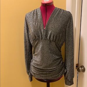 Shimmering Silver Long Sleeve Top